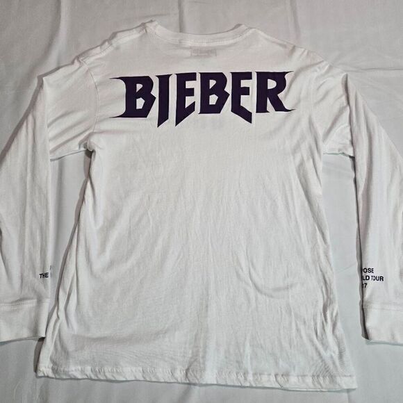 JUSTIN BIEBER PURPOSE 2017 WORLD TOUR WHITE T-SHIRT LONG SLEEVE MENS MEDIUM - Picture 6 of 6